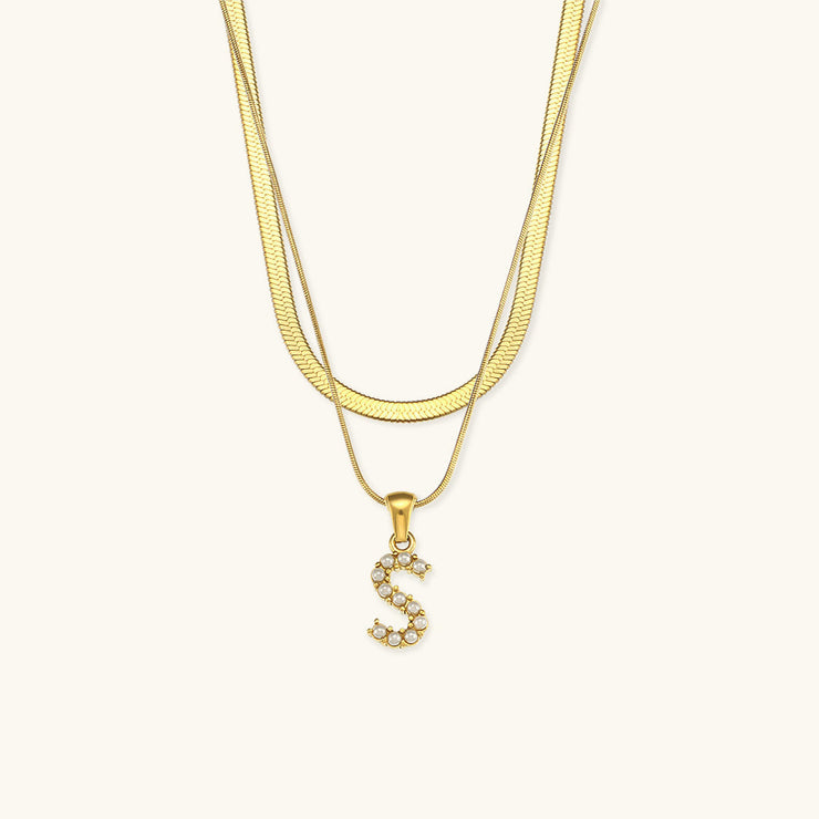 Marissa - Layered Gold Initial Letter Necklace
