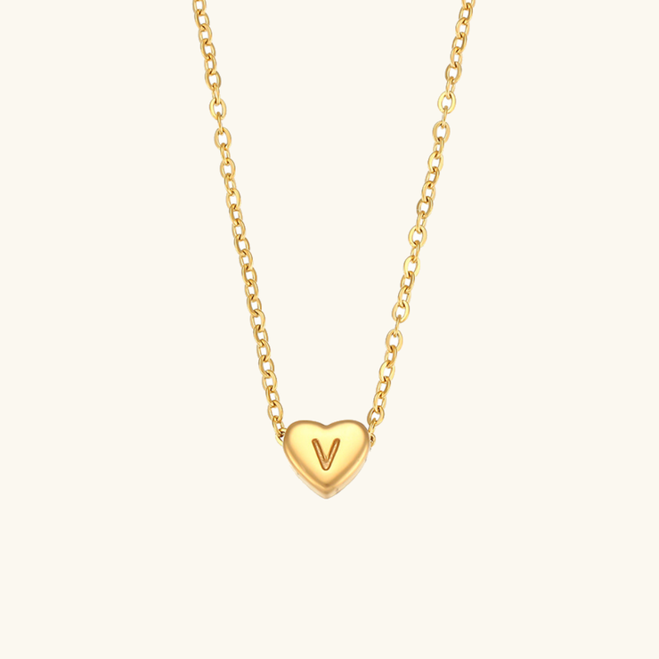 Juliette - Heart Initial Gold Necklace