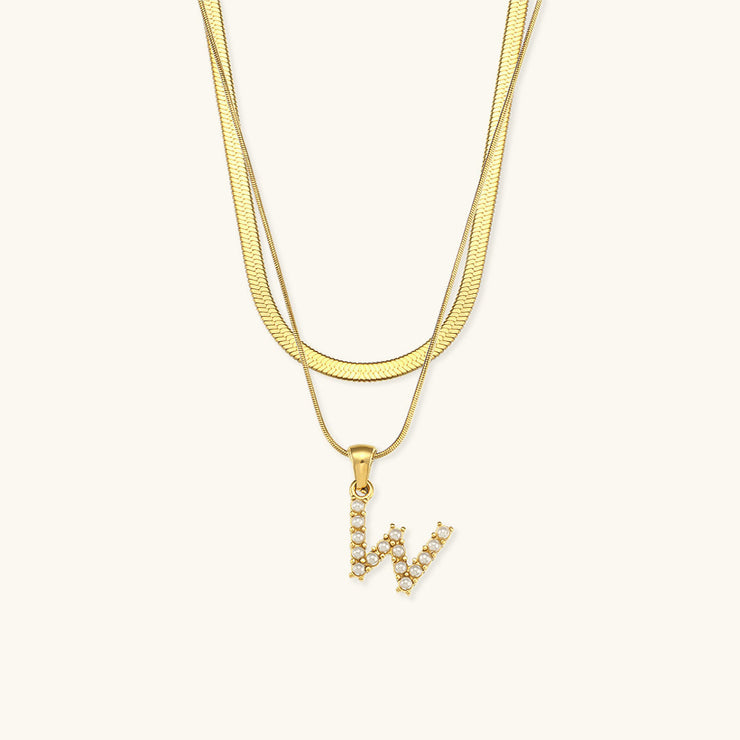 Marissa - Layered Gold Initial Letter Necklace