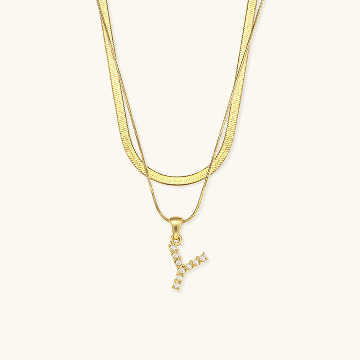 Marissa - Layered Gold Initial Letter Necklace