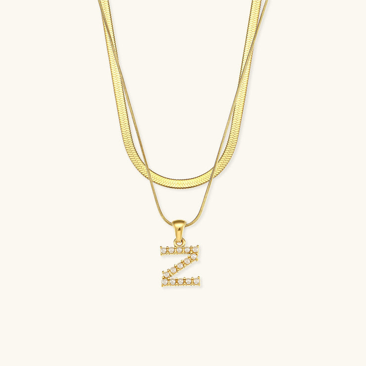 Marissa - Layered Gold Initial Letter Necklace