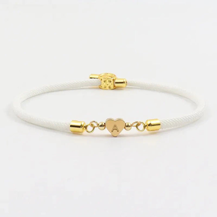 Nora - Adjustable Heart Letter Initial Bracelets White