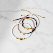 Nora - Adjustable Heart Letter Initial Bracelets White