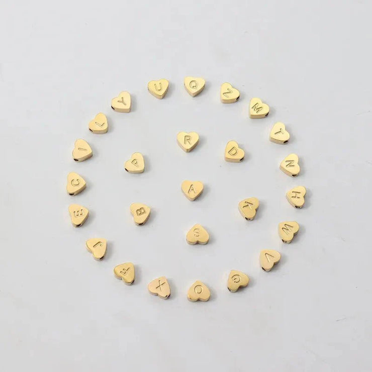 Nora - Adjustable Heart Letter Initial Bracelets Black