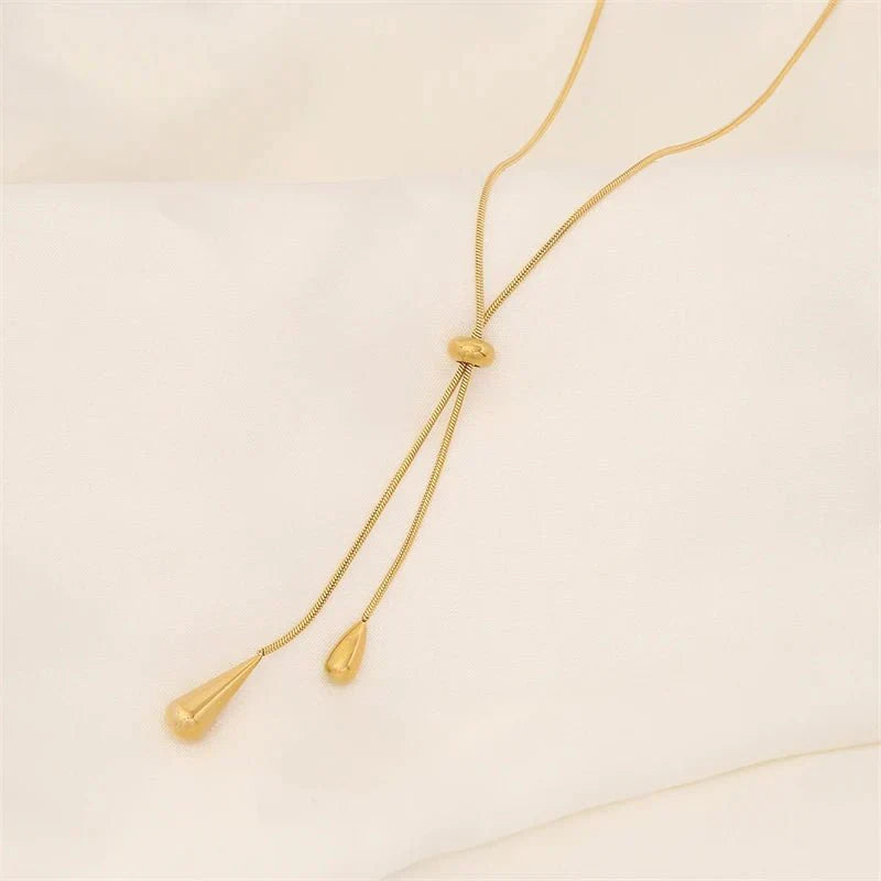 Ismara - Adjustable Pull Droplet Necklace & Earrings