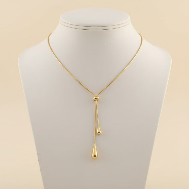 Ismara - Adjustable Pull Droplet Necklace & Earrings