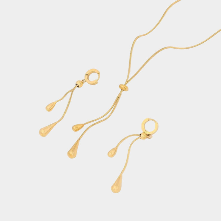 Ismara - Adjustable Pull Droplet Necklace & Earrings