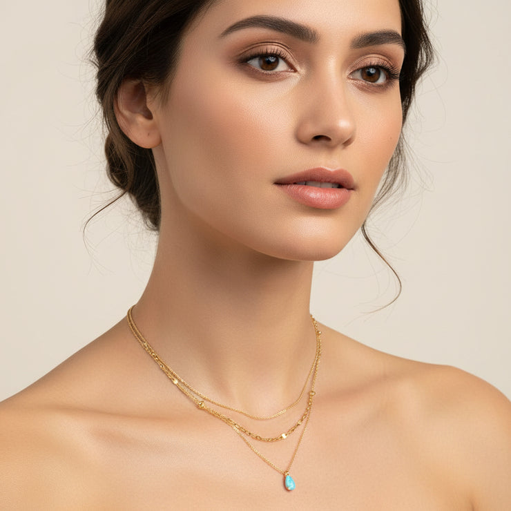 Theresa - Opal Teardrop Layered Necklace