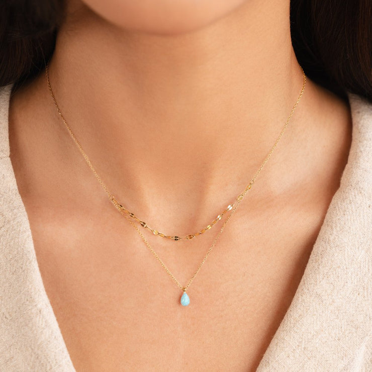 Theresa - Opal Teardrop Layered Necklace