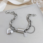 Isla - Chunky Chain Heart Bracelet Silver