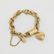 Isla - Chunky Chain Heart Bracelet Gold