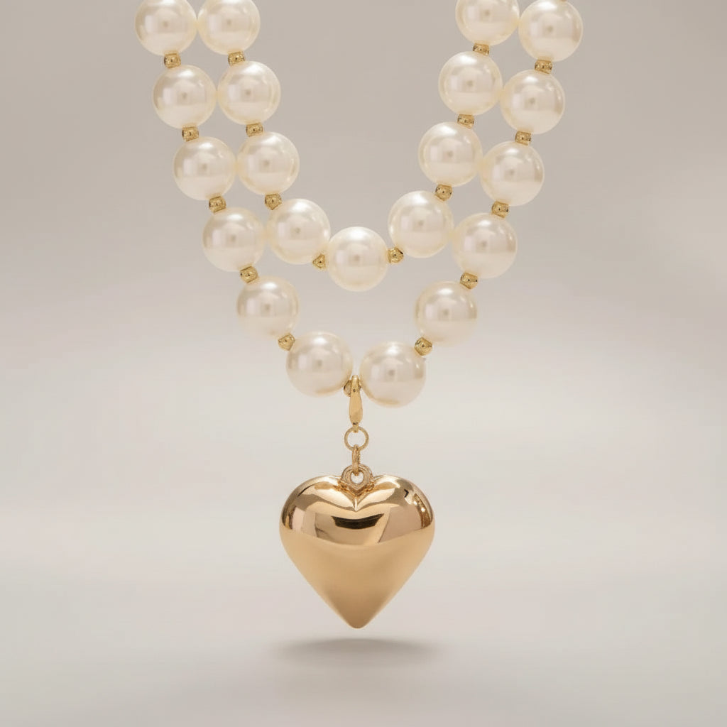 Isla - Pearl Layered Heart Necklace