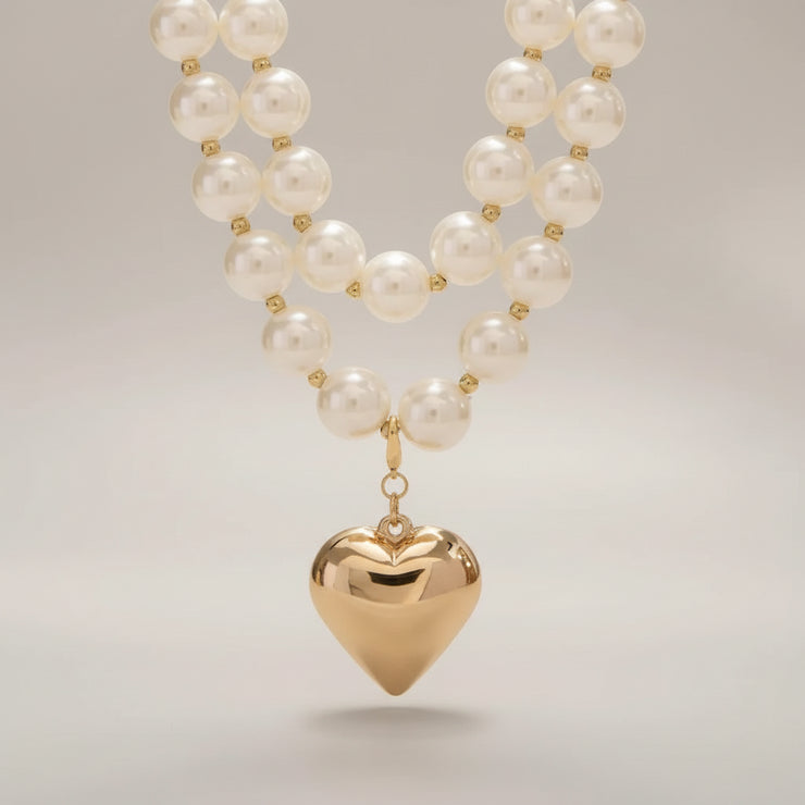 Isla - Pearl Layered Heart Necklace