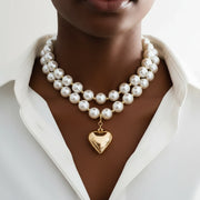 Isla - Pearl Layered Heart Necklace