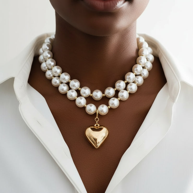 Isla - Pearl Layered Heart Necklace