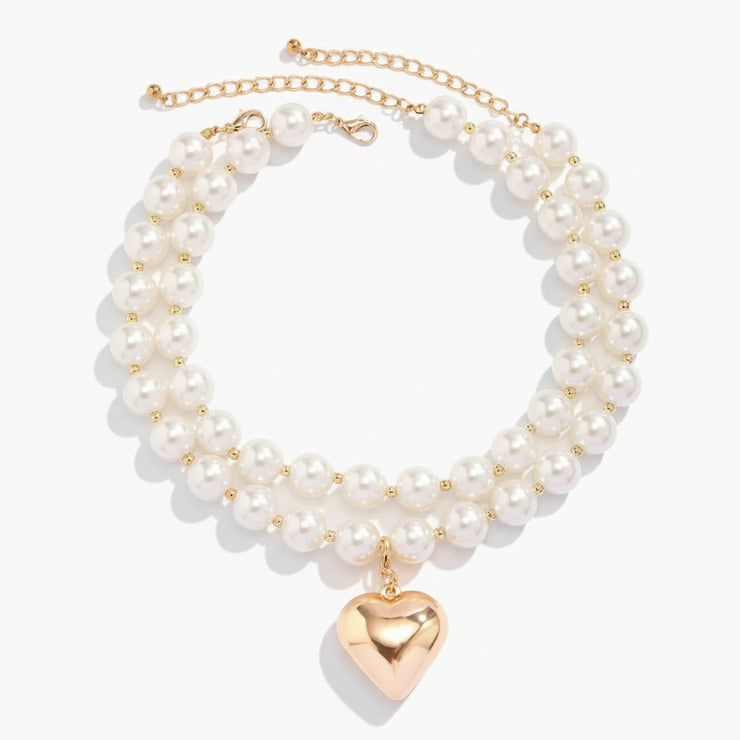 Isla - Pearl Layered Heart Necklace