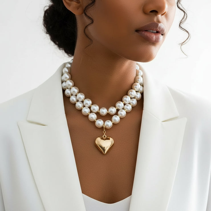 Isla - Pearl Layered Heart Necklace