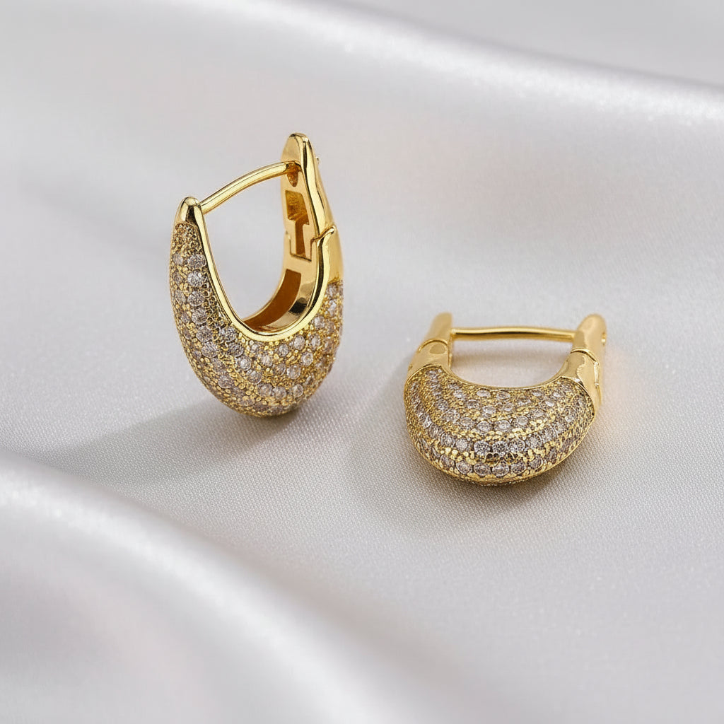 Vella - Glitter Diamond Hoops Earrings White