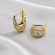 Stella - Chunky Glittering Diamond Hoop Earrings White