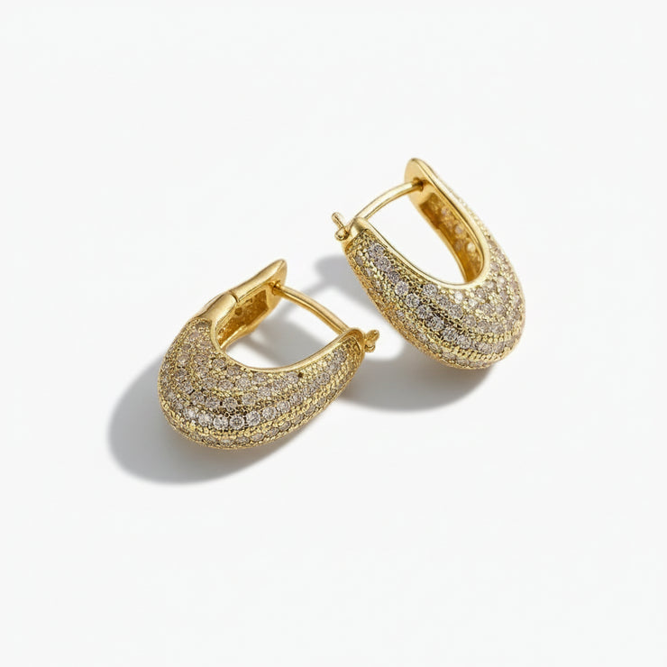 Stella - Chunky Glittering Diamond Hoop Earrings White