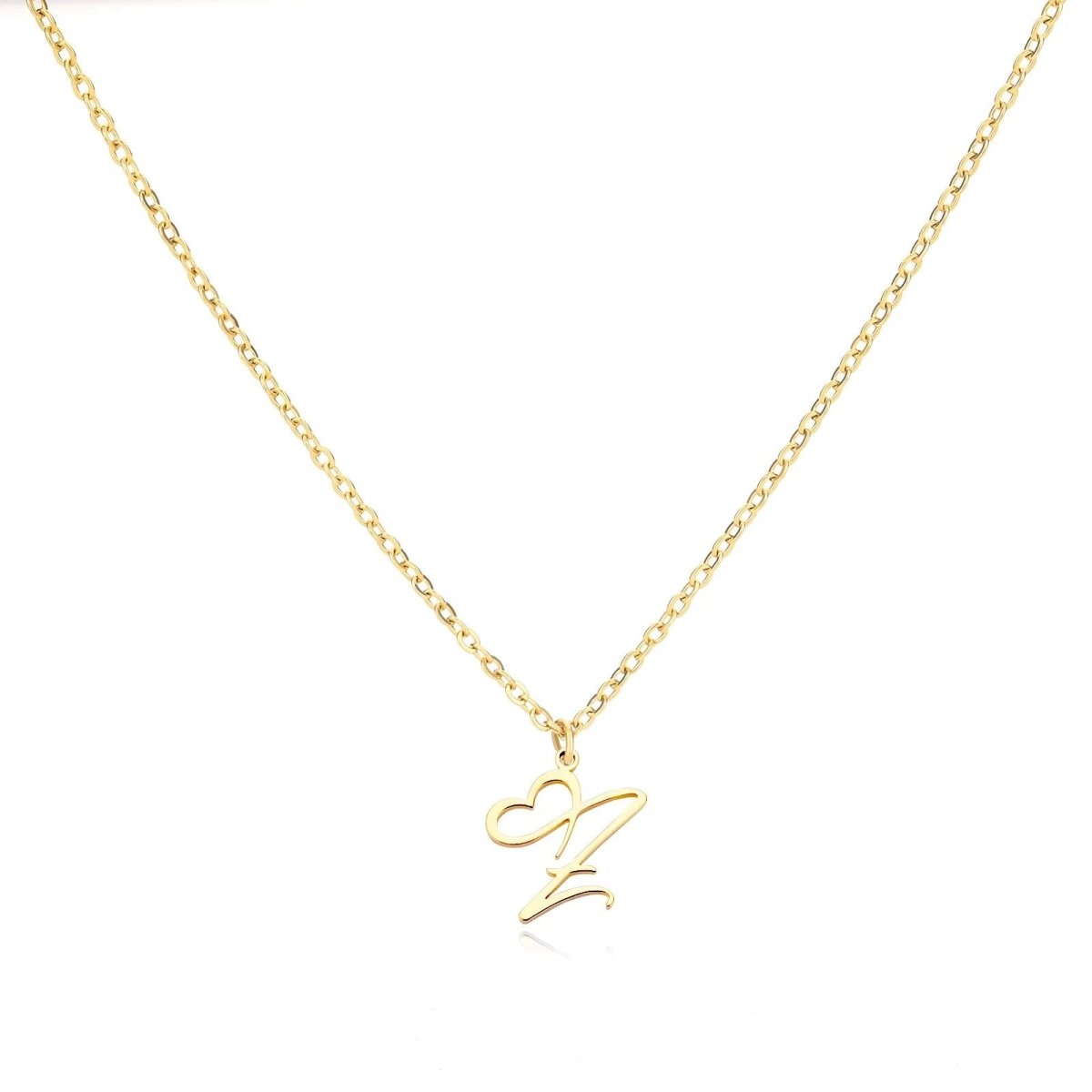 Saphira - Dainty Heart Letter Initial Necklace