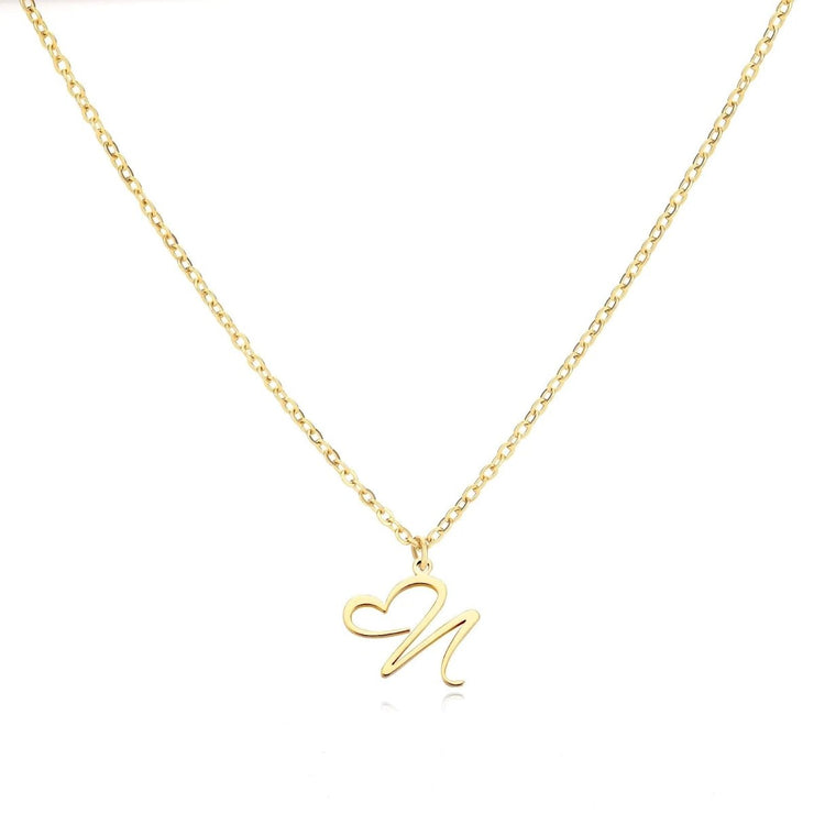 Saphira - Dainty Heart Letter Initial Necklace