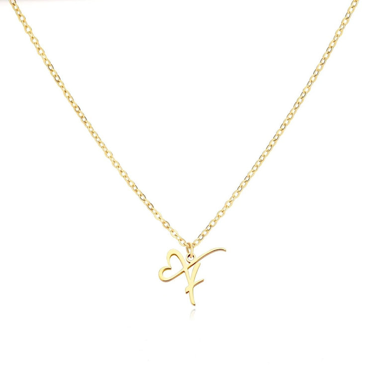 Saphira - Dainty Heart Letter Initial Necklace