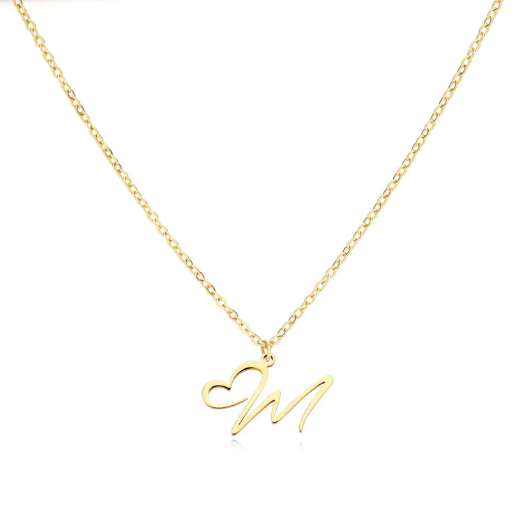 Saphira - Dainty Heart Letter Initial Necklace