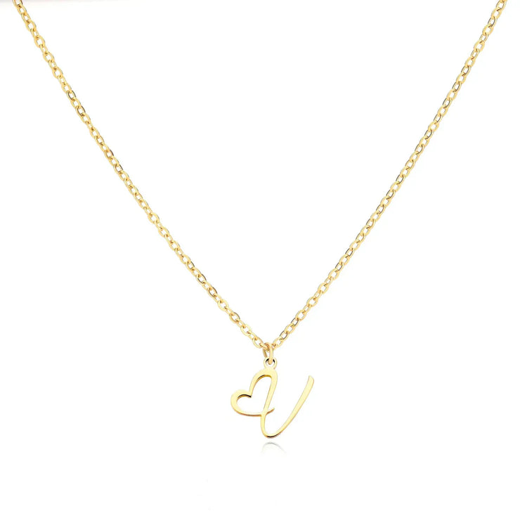 Saphira - Dainty Heart Letter Initial Necklace