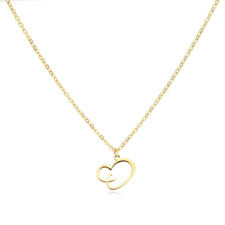 Saphira - Dainty Heart Letter Initial Necklace