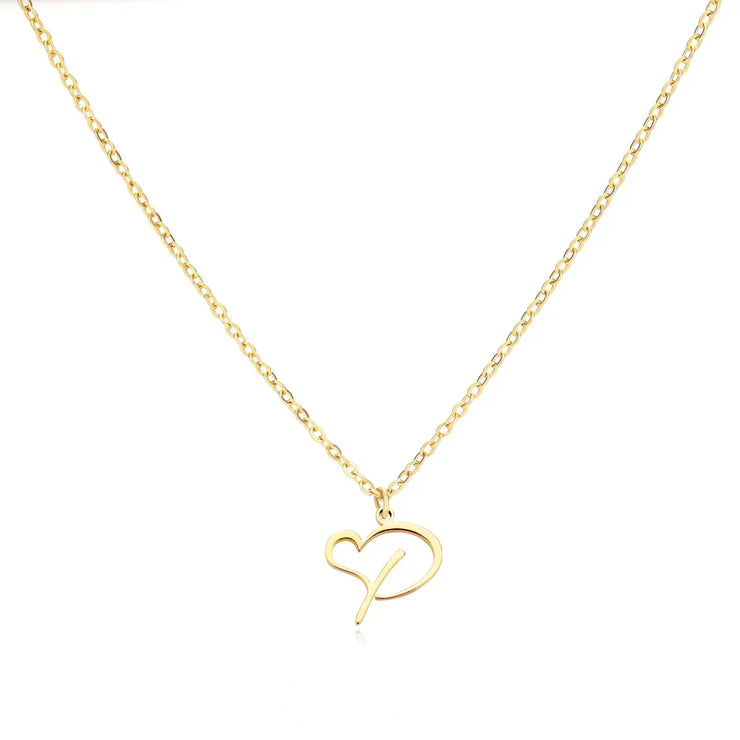 Saphira - Dainty Heart Letter Initial Necklace