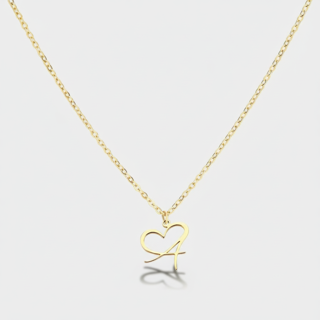 Saphira - Dainty Heart Letter Initial Necklace