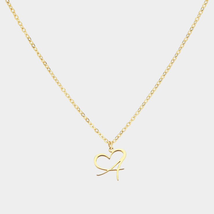 Saphira - Dainty Heart Letter Initial Necklace