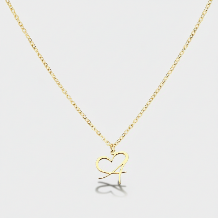 Saphira - Dainty Heart Letter Initial Necklace