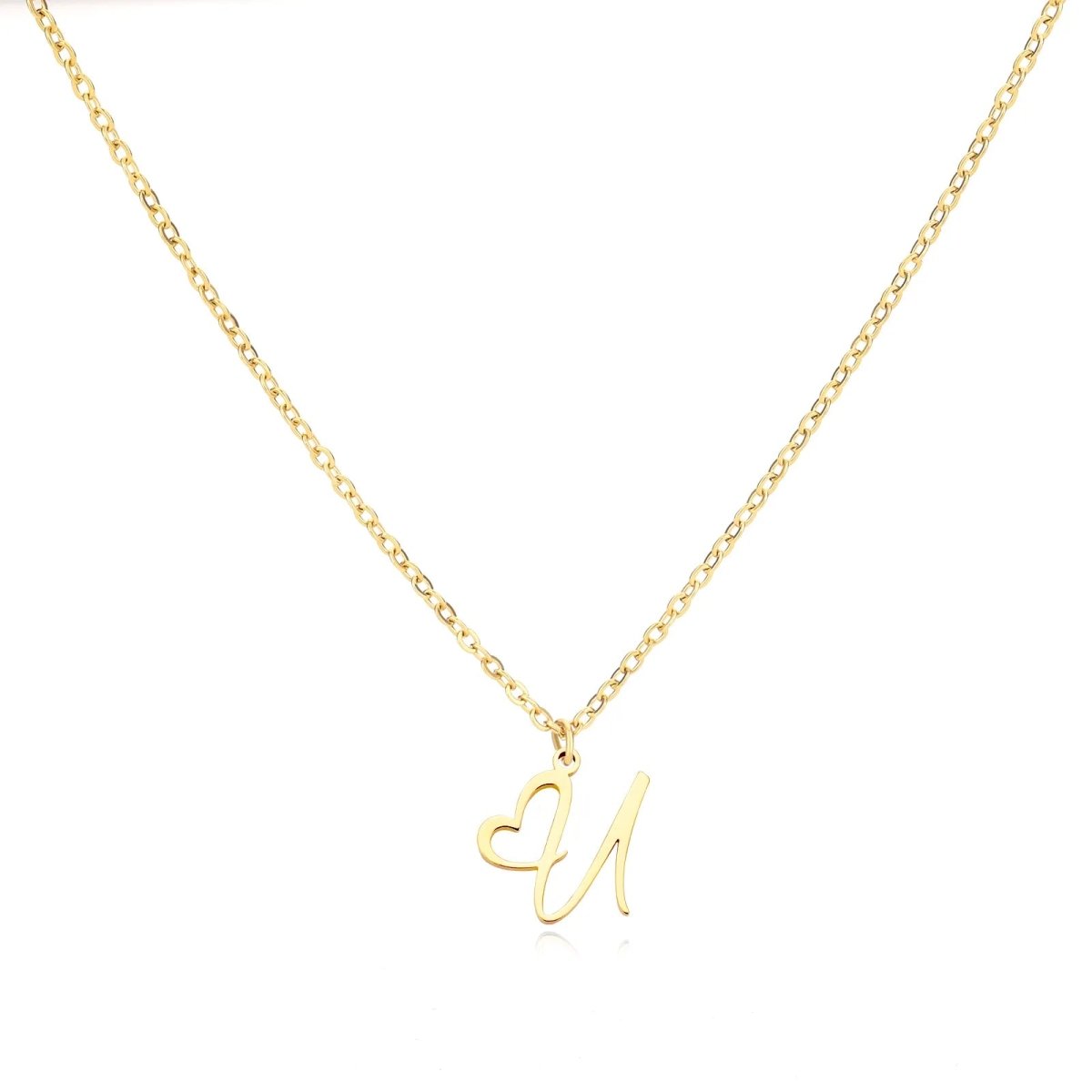 Saphira - Dainty Heart Letter Initial Necklace