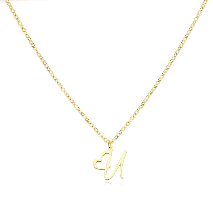 Saphira - Dainty Heart Letter Initial Necklace