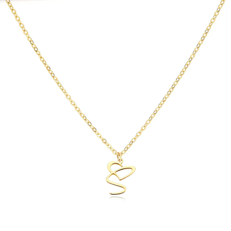 Saphira - Dainty Heart Letter Initial Necklace