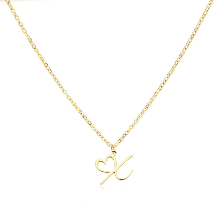 Saphira - Dainty Heart Letter Initial Necklace