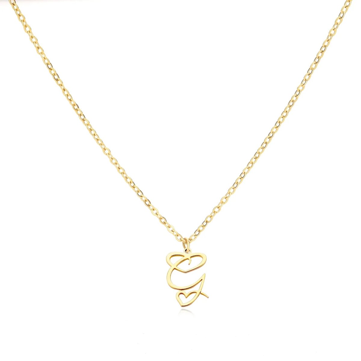 Saphira - Dainty Heart Letter Initial Necklace