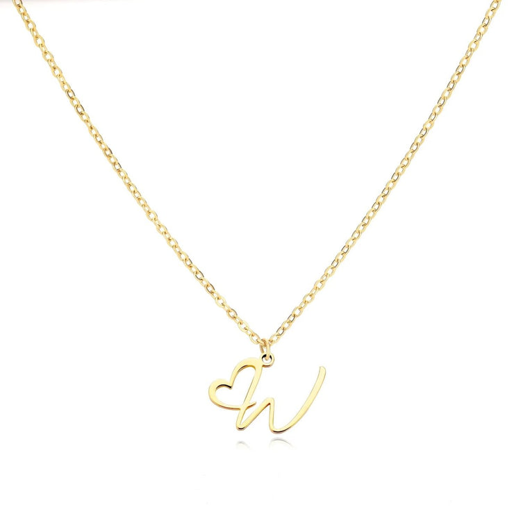 Saphira - Dainty Heart Letter Initial Necklace