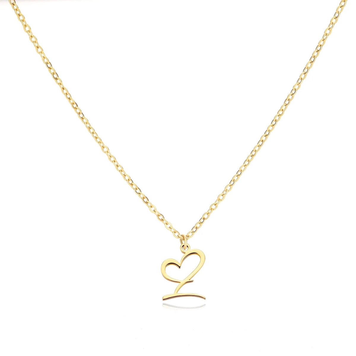 Saphira - Dainty Heart Letter Initial Necklace