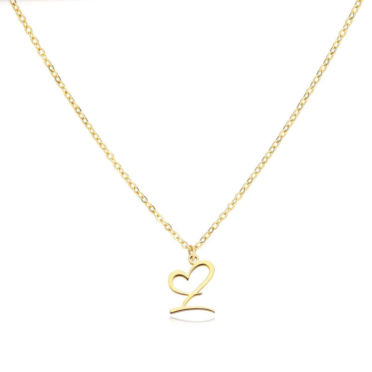 Saphira - Dainty Heart Letter Initial Necklace
