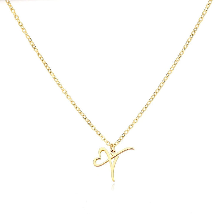 Saphira - Dainty Heart Letter Initial Necklace
