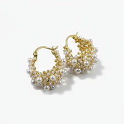 Luna - Dainty Pearl Hoop Earrings