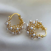 Luna - Dainty Pearl Hoop Earrings