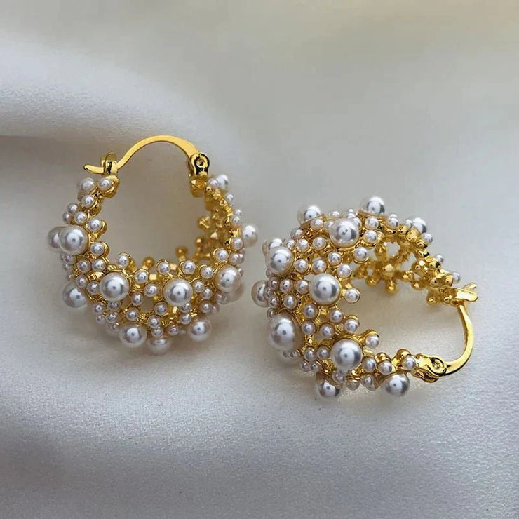 Luna - Dainty Pearl Hoop Earrings