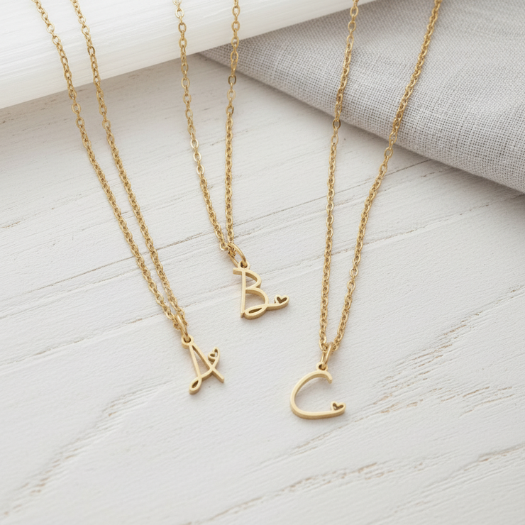 Skyla - Letter Heart Necklace