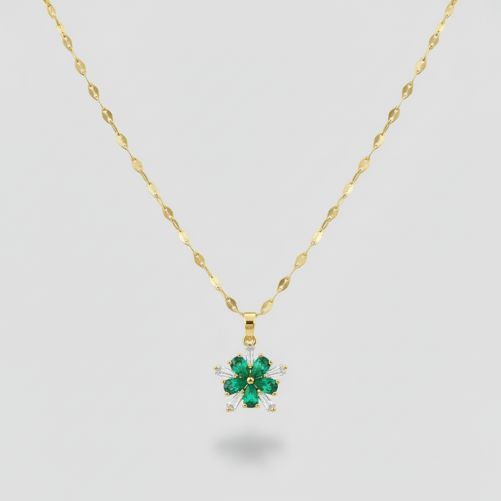 Roselle - Iconic Dainty Necklace Emerald Petals