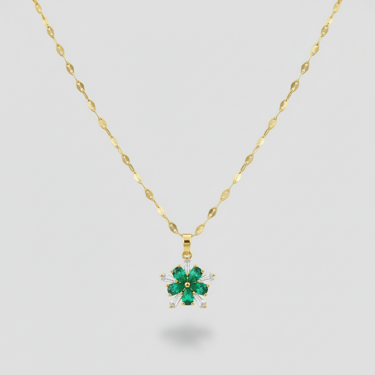 Roselle - Iconic Dainty Necklace Emerald Petals