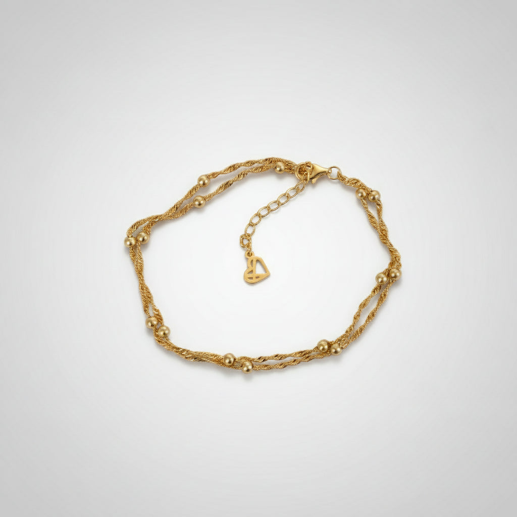 Ripple Bead Double Chain - Layered Bracelet